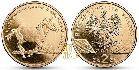 2 zł 2014 r. - Konik polski / tarpan (Equus caballus gmelini) - Zwierzęta świata, dwa złote NG